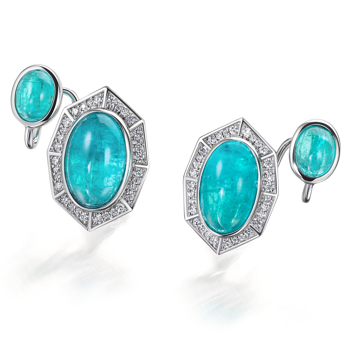 Brazil Paraiba and diamonds earrings